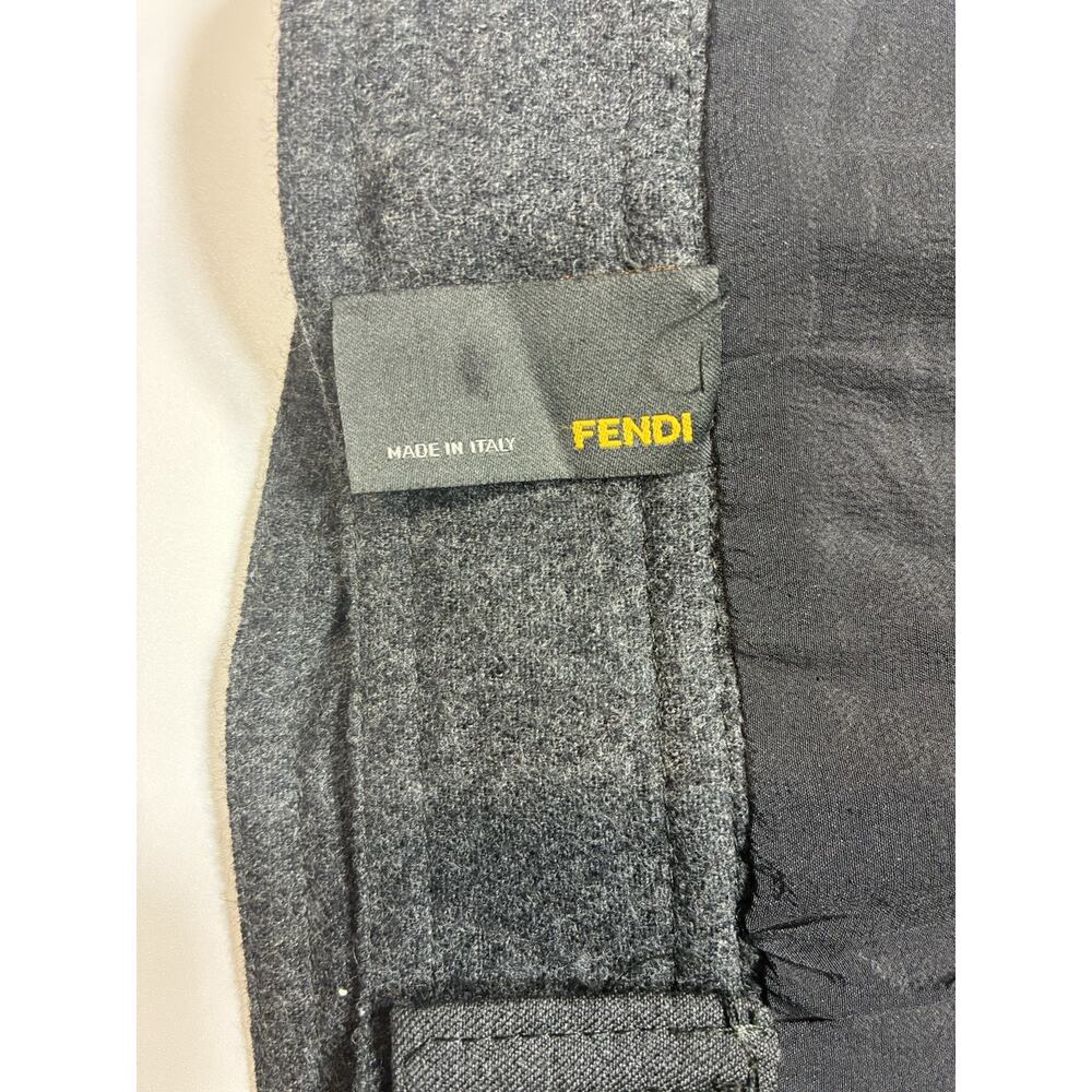 Fendi Skirt IT 46 Gray Yellow Colorblock Wool Blend Made Italy Designer - Picture 3 of 6
